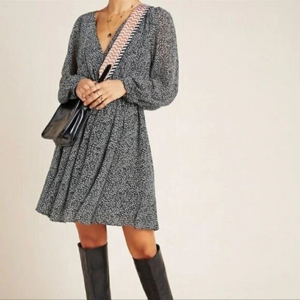Anthropologie Maeve Carolyn Black & White Print Dress Size Small